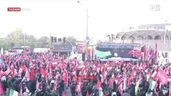 حضور باشکوه مردم در خیابان ولیعصر تهران برای تشییع رهبر شهید انقلاب