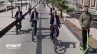 ویدئو| دوچرخه سواری رئیس جمهور در اصفهان